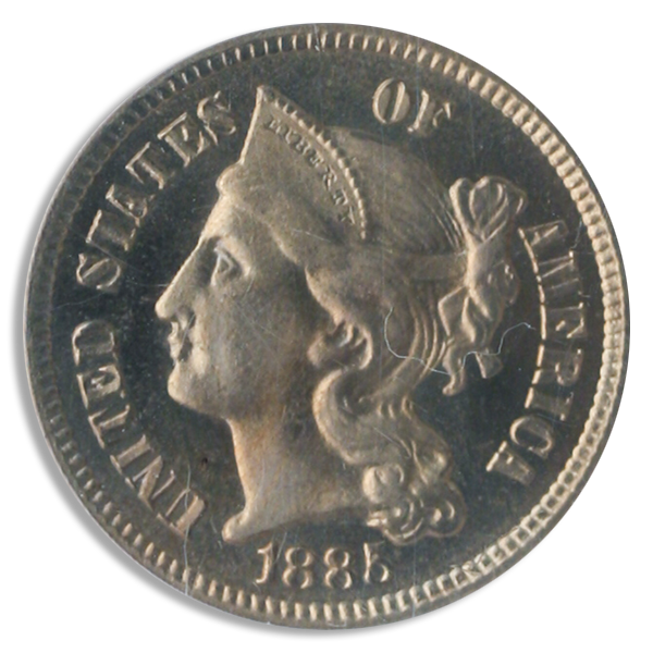 A Sample THREE CENTS Coin